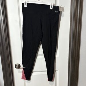 Victoria's Secret Black Leggings with Pink Trim